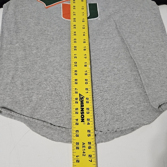 Miami Univesity Hurricane Black Grey Raglan 3/4 Sleeve Shirt Medium Vtg B19 - Picture 5 of 6